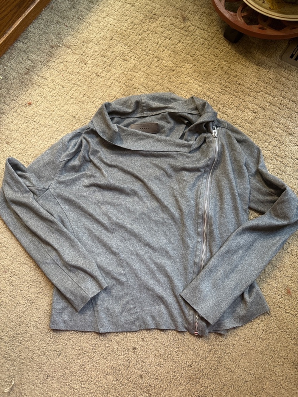 Blank NYC Gray Asymmetrical Zip Knit Top